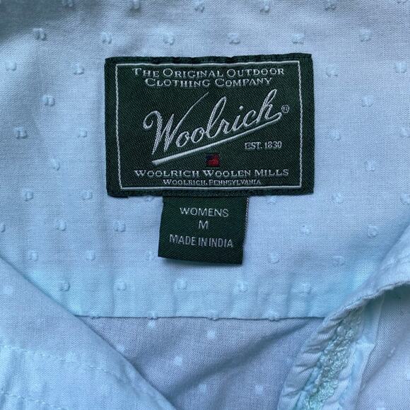 Woolrich Light Blue Dotted 100% Cotton Button Up Blouse Women's Medium - Picture 8 of 8